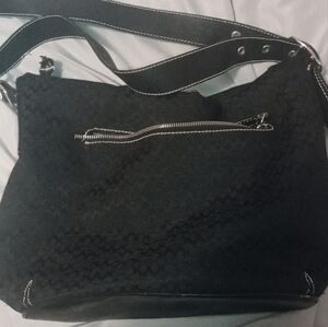 Black Shoulder Bag with Silver Accents